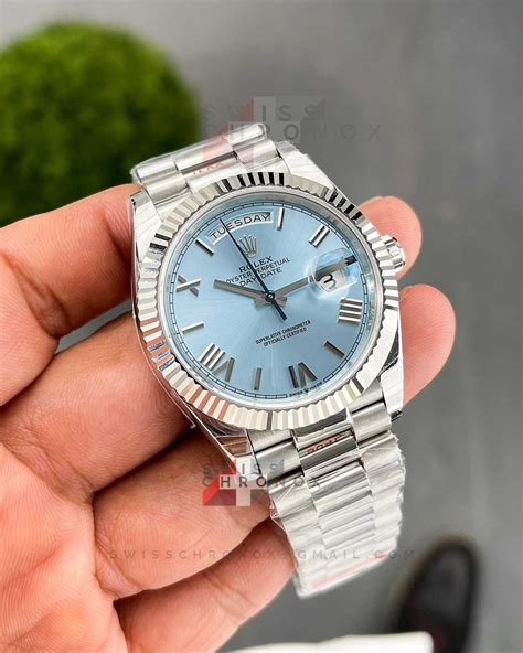 ice blue day date rolex|Rolex Day-Date fluted bezel.